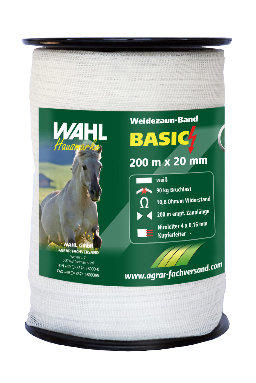 WAHL-Hausmarke Weidezaunband - BASIC - 20 mm / 200 m