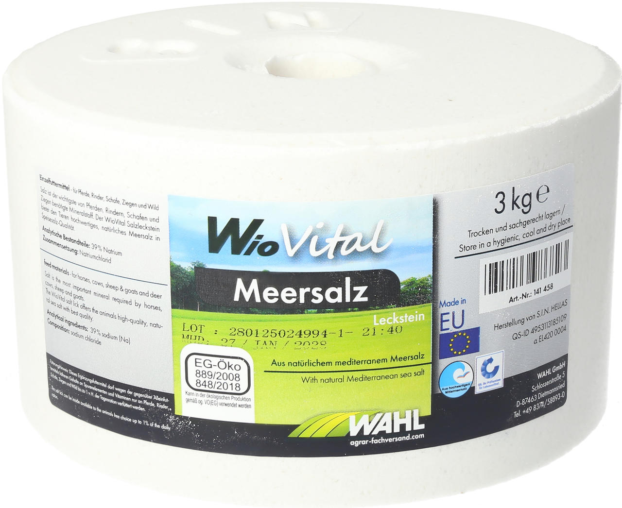 WAHL-Hausmarke WioVital Meersalz Leckstein - 3 kg