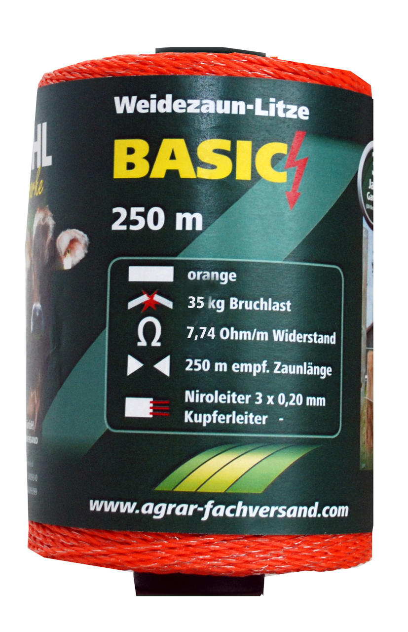 WAHL-Hausmarke Weidezaunlitze - Basic - 250 m - orange